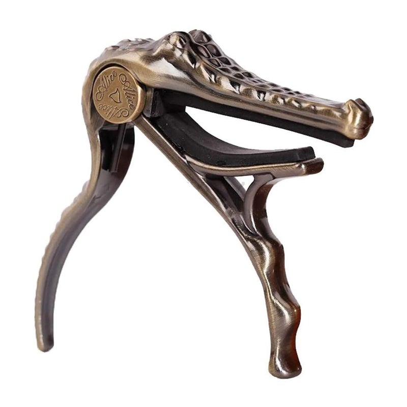Alice A007G/BR Aluminum Alloy Bronze Alligator Shape Acoustic Guitar Capo - Image 1